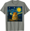 Hamster Starry Night Van Gogh Art for Men Women Kids T-Shirt - Olive Heather