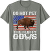 Wildlife lover wildlife motifs designs Funny American Flag Bison Do Not Pet the Fluffy Cows Buffalo T-Shirt - Olive Heather
