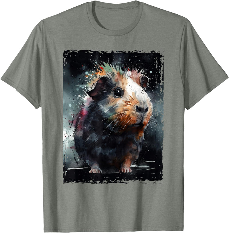 Guinea Pig Lovers Guinea Pig Tees Guinea Pig Shirt Furry Potato Watercolor Guinea Pig Funny T-Shirt - Olive Heather