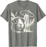 Guinea pig UFO BY TEERA Guinea pig UFO Funny Meme Selfie T-Shirt - Olive Heather