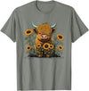 Scottish Highland Cow Cute Highland cattle Cow Funny Highland Cow T-Shirt - Olive Heather