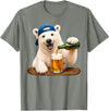 Funny Polar Bear Beer Happy Apparel Polar Bear Drinking Beer Funny Animal Meme Lovers Men Women T-Shirt - Olive Heather