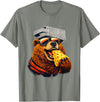 Retro Bear with Cheese for Boys Funny Animal humor Retro Bear Eating Cheese with a Grater Hat T-Shirt - Olive Heather