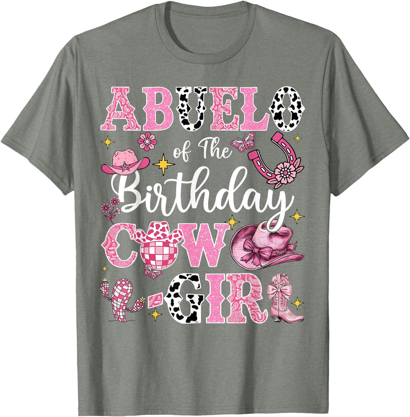 CowGirl Birthday Family Matching Abuelo Of The Birthday Cow-Girl Rodeo Abuelo Bday Party T-Shirt - Olive Heather