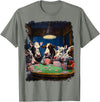 Noah&Friends Playing Card Pop Art Gambling Cows Playing Poker Cards T-Shirt - Olive Heather