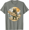 Retro Coastal Surf Bear Vintage Beach Apparel Vintage California Surf Bear Beach Retro Coastal Summer T-Shirt - Olive Heather