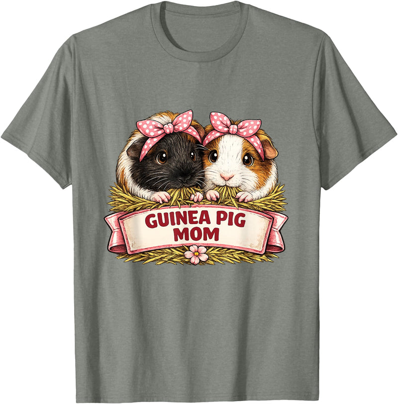 Cute Guinea Pig Mom Cavy Lover Apparel Co Guinea Pig Mom T-Shirt - Olive Heather