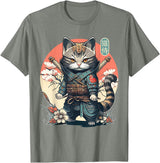 NINJA KITTEN WARRIORS Japanese Samurai Cat Tattoo, Kawaii Ninja Cat Women, Girls T-Shirt
