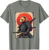 Japanese Samurai Bear Woodblock Art Samurai Brown Bear Ukiyo-e Ink Warrior Art Japanese Bear Art T-Shirt - Olive Heather