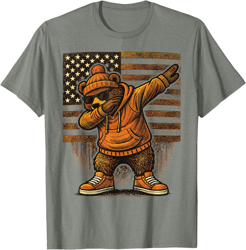 Vintage Dabbing Bear Retro Humor Gift Co Vintage Dabbing Bear Funny Retro Graphic T-Shirt - Olive Heather