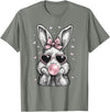 Cute Easter Bunny for Women Pink Rabbit Coquette Girly T-Shirt in Olive Heather