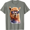 Funny Llama Lover Graphics Alpaca with Sunglasses Animal Art Graphic Funny Llama T-Shirt - Olive Heather