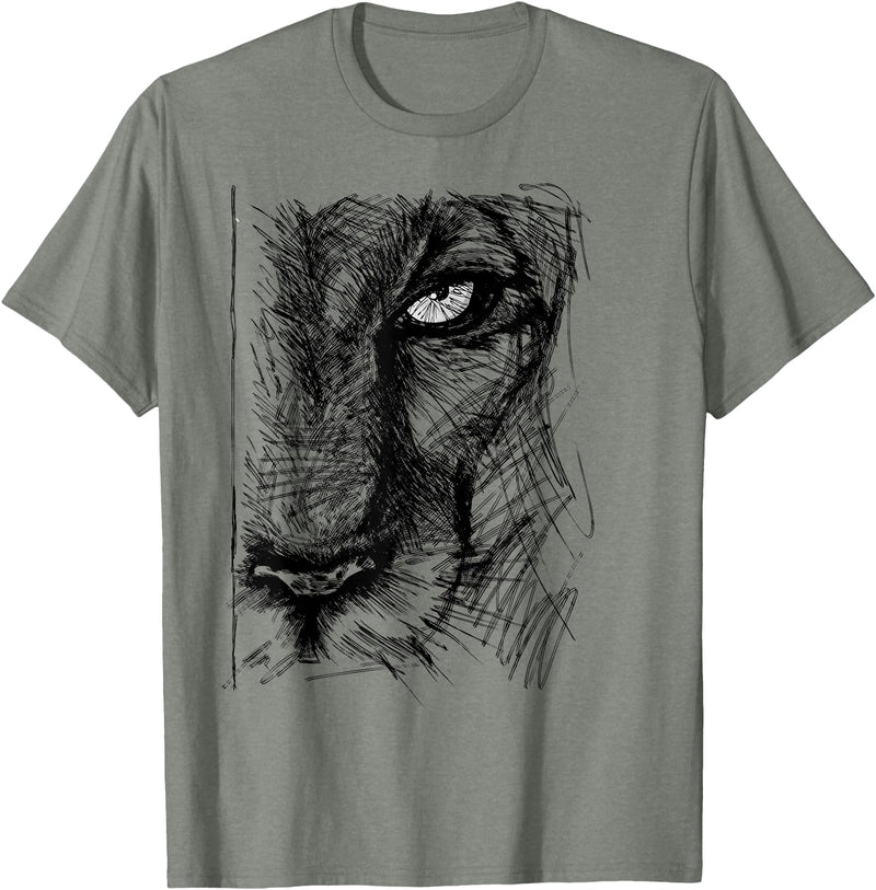 A Lions Gaze Aesthetic Lioness Face Graphic Leaders of African Pride Lions Womens T-Shirt - Olive Heather