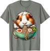 Cute Guinea Pig Gifts Guinea Pig Eating Ramen Japanese Noodles T-Shirt - Olive Heather