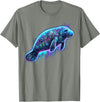 Manatee Sea Cow Marine Animal Watercolor Manatee Colorful Sea Cow T-Shirt - Olive Heather