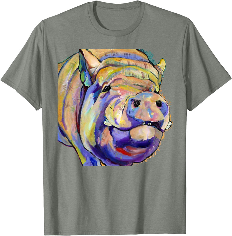 Potbelly Pig Shirt - Potbelly Pig Gifts - Potbellied Pig Art T-Shirt - Olive Heather