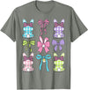 Cute Easter Day Coquette Bow Rabbit Easter Bunny Girls T-Shirt in Olive Heather