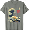 AxisNagawa Guinea Pig Kanagawa Wave Funny Surf Animal T-Shirt - Olive Heather
