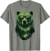 Bear Wildlife Deer Campfire Nature Apparel Bear Sunglasses Wildlife Deer Campfire Nature Vintage Forest T-Shirt - Olive Heather