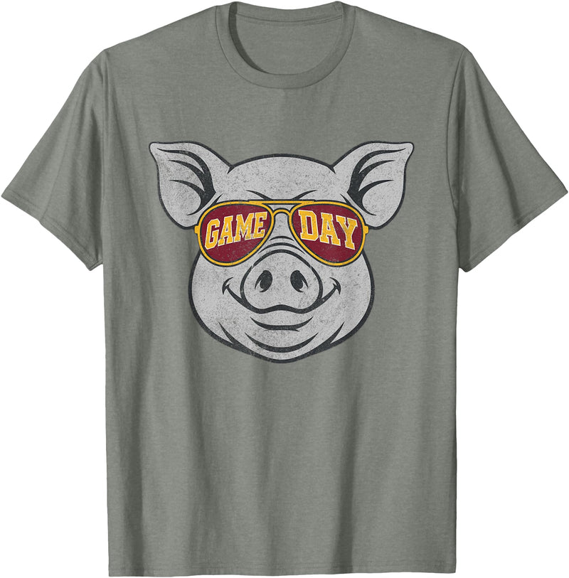 Game Day Pig Tee-TShirt Gifts Game Day Pig T-Shirt - Olive Heather
