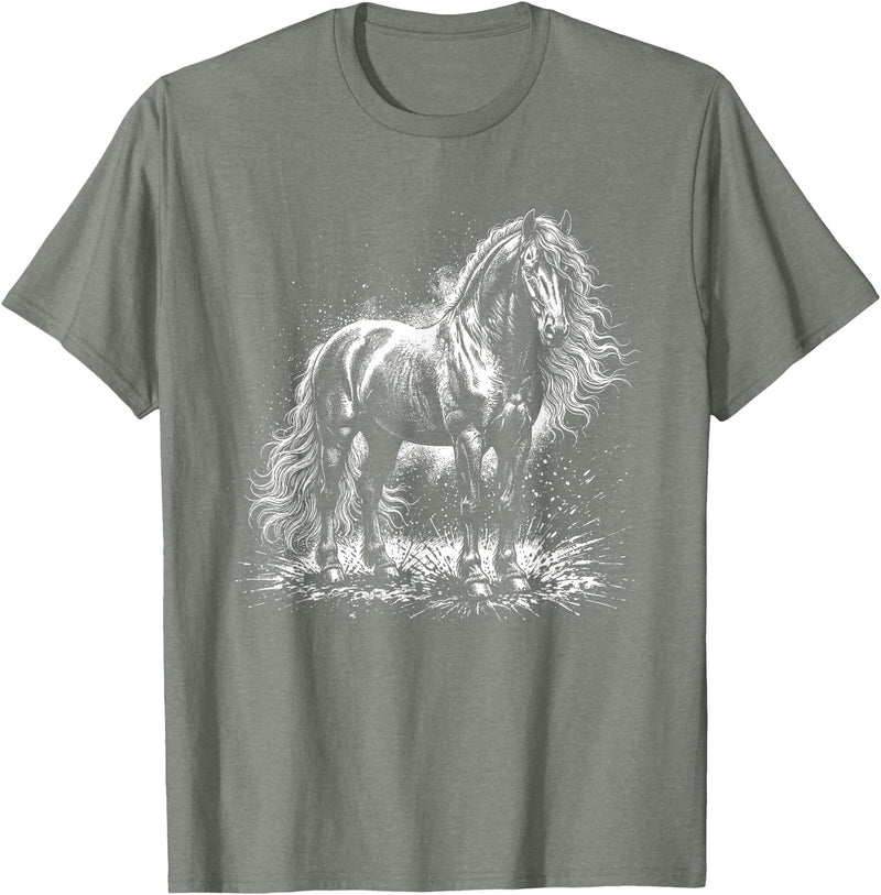 Horse Tee Horse T-Shirt - Straight - Olive Heather