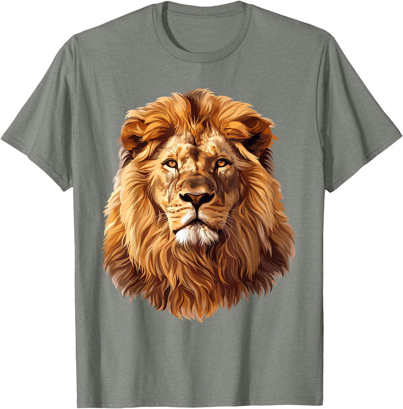 Lions and African Animals Design Lion T-Shirt - Olive Heather