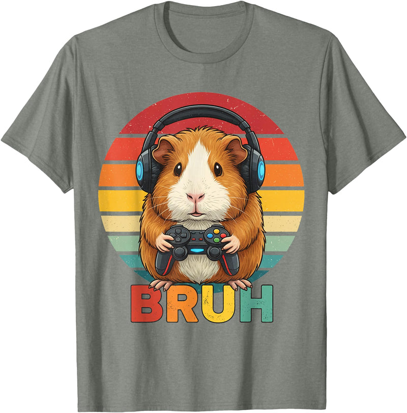 Gaming Guinea Pig Bruh Retro Gamer Guinea Pig Boys Guinea Pig Video Games Guinea Pig Bruh Retro Guinea Pig Boys T-Shirt - Olive Heather