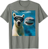 Selfie Polar Bear and Shark Summer Scuba Diving Funny Polar Bear Selfie with Shark Ocean Lovers T-Shirt - Olive Heather