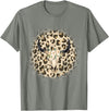 Funny Leopard Cow Skull designs Funny Leopard Cow Skull print Flower Rustic Turquoise T-Shirt - Olive Heather