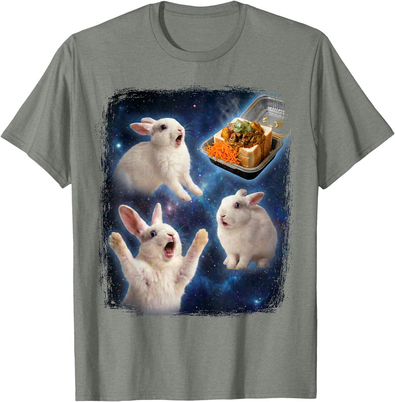 Bunny Chow Space Rabbit South Africa Food Curry Meme Funny T-Shirt in Olive Heather