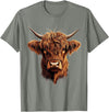 Cute Scottish Highlander Cattle Designs Scottish Highland Cow Messy Bun Scottish Highlander Cow T-Shirt - Olive Heather