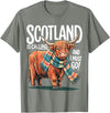 Funny Scottish Highland Cow Scotland is Calling and I Must go Scottish Highland Cow T-Shirt - Olive Heather