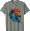 Teexpression Roaring Colors - Lion Graphic Design with a Vibrant Twist T-Shirt Small - Olive Heather