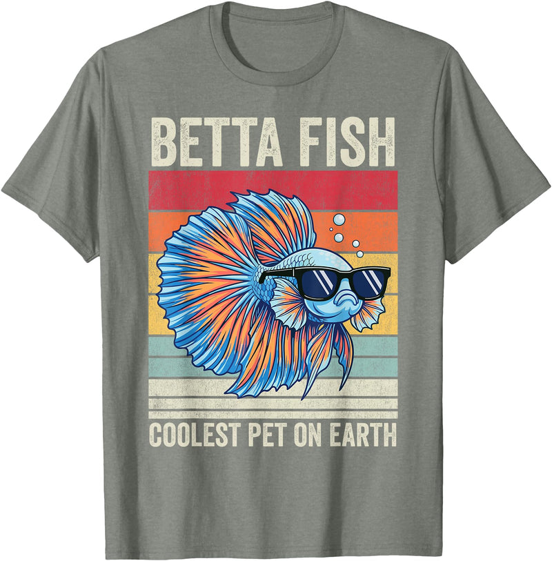 Betta Fish by AKH Betta Fish Coolest Pet on Earth, Vintage Betta Fish T-Shirt - Olive Heather