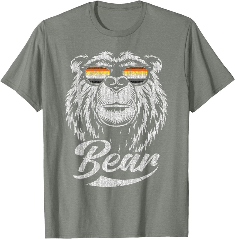 Bear Gay Pride by Content Design Studio Gay Bear Community Bear with Glasses T-Shirt - Olive Heather