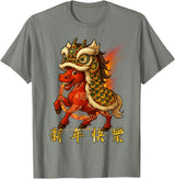 Chinese New Year of Fire Horse 2026 Funny Tee Year of The Fire Horse Zodiac Funny Chinese New Year 2026 T-Shirt - Olive Heather