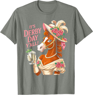 Funny Horse Talk Derby To Me Outfit Men Women Horse Racing It's Derby Day Yall KY Derby Horse 2026 T-Shirt - Olive Heather