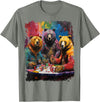 Noah&Friends Playing Card Pop Art Gambling Bears Playing Poker Cards T-Shirt - Olive Heather