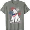 Polar Bear America's 250th 4th of July Outfit Polar Bear America's 250th Patriotic Fireworks Animal Lovers T-Shirt - Olive Heather