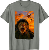Funny Cats Fighter Jet Pilot Kitties Selfies Funny Screaming Cat Fighter Jet Pilot Kitty Selfie T-Shirt