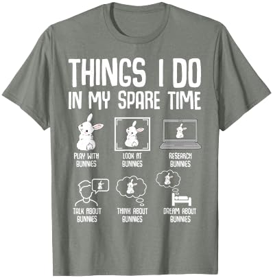 Things I Do in My Spare Time Bunny Rabbit Girls Kids Womens T-Shirt in Olive Heather