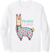 Cool Llama lovers Pyjama day Pajama Llama Cute Llama Pajama Alpaca Kids Women Girl Long Sleeve T-Shirt - White