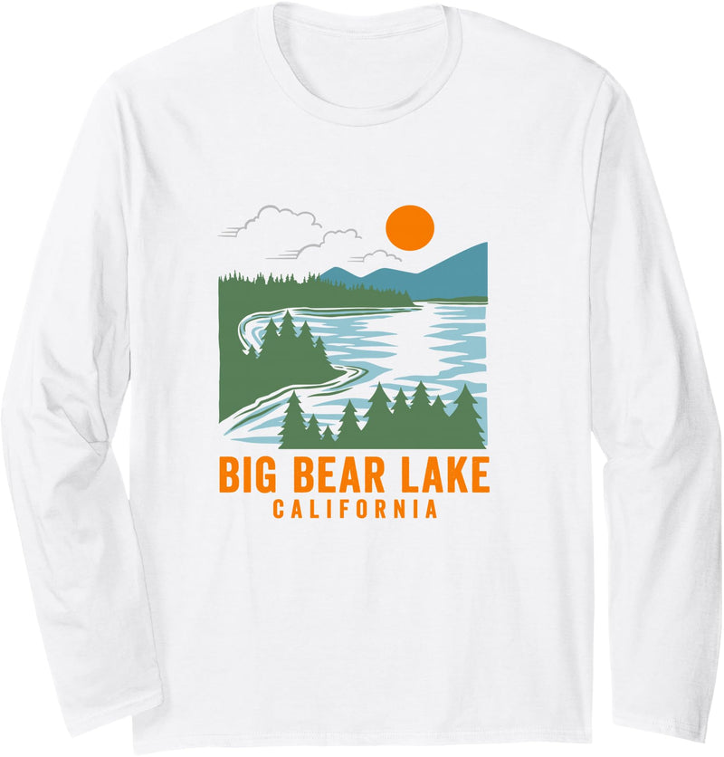 CA Lake Designs Big Bear Lake California Long Sleeve T-Shirt - White