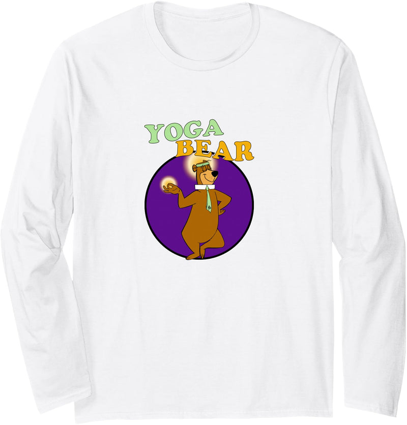 Fancy Getup Yoga Bear Funny Yogi Yoga Workout Long Sleeve T-Shirt - White