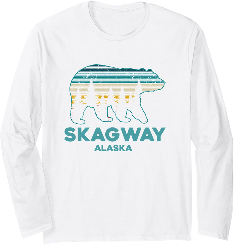Skagway Alaska Vintage Souvenirs Skagway Alaska Grizzly Bear Souvenir Long Sleeve T-Shirt - White