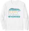 Wyoming Vintage Souvenirs Wyoming Grizzly Bear Souvenir Long Sleeve T-Shirt - White
