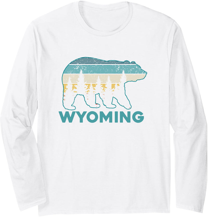 Wyoming Vintage Souvenirs Wyoming Grizzly Bear Souvenir Long Sleeve T-Shirt - White