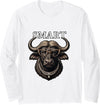 Funny Meme Smart Buffalo Gift Funny Necklace Leopard Glasses Smart Buffalo Long Sleeve T-Shirt - White