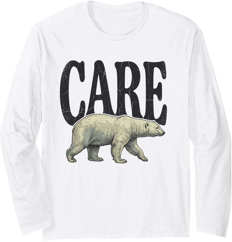 Take Care Polar Bear Retro Vintage Funny Saying Take Care Polar Bear Retro Vintage Funny Winter Saying Long Sleeve T-Shirt - White