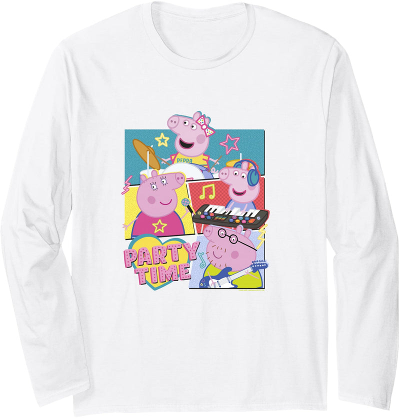 Peppa Pig Party Time Peppa & Family Musical Group Shot Long Sleeve T-Shirt - White